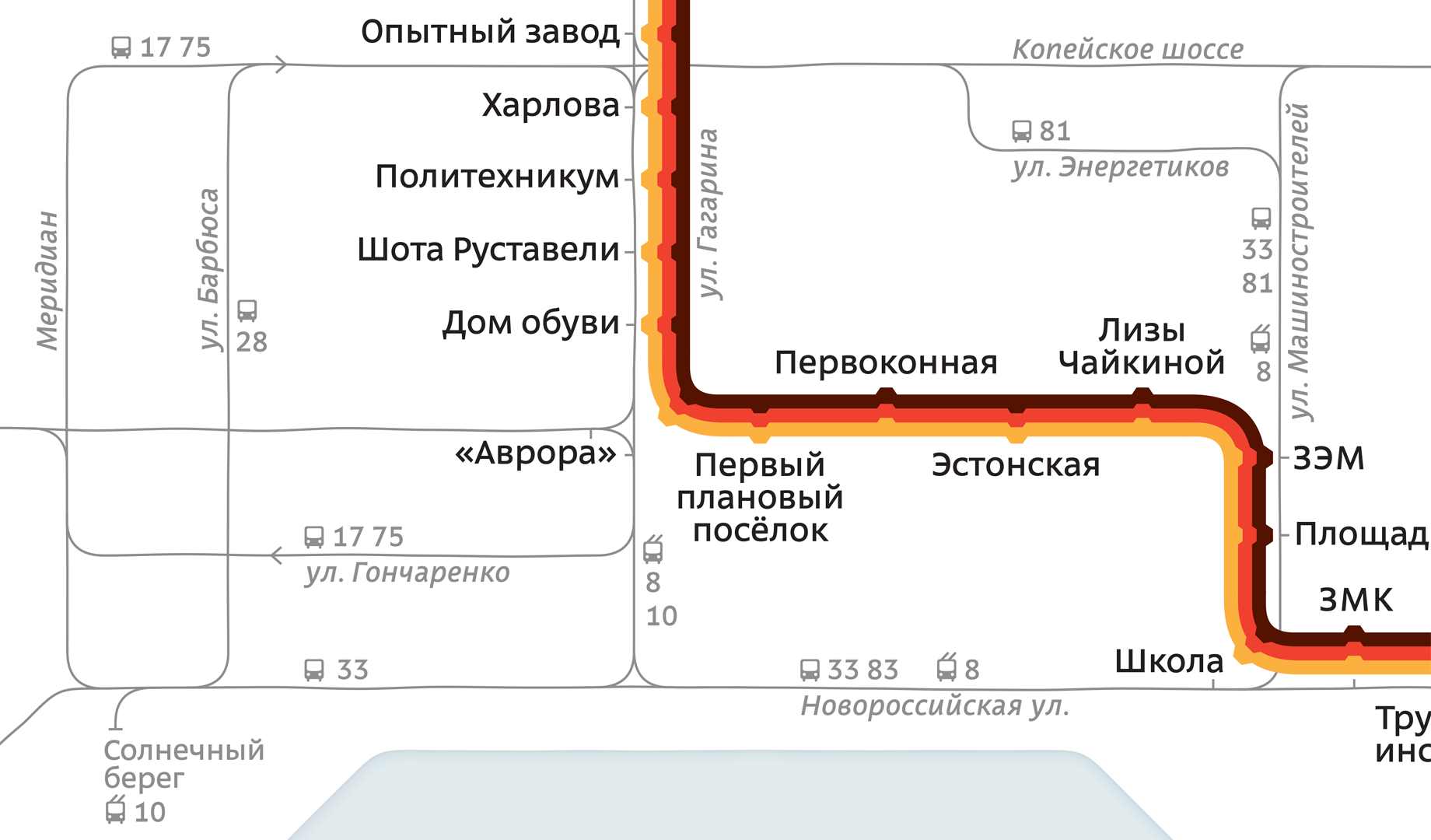 Официальная схема Челябинских трамваев