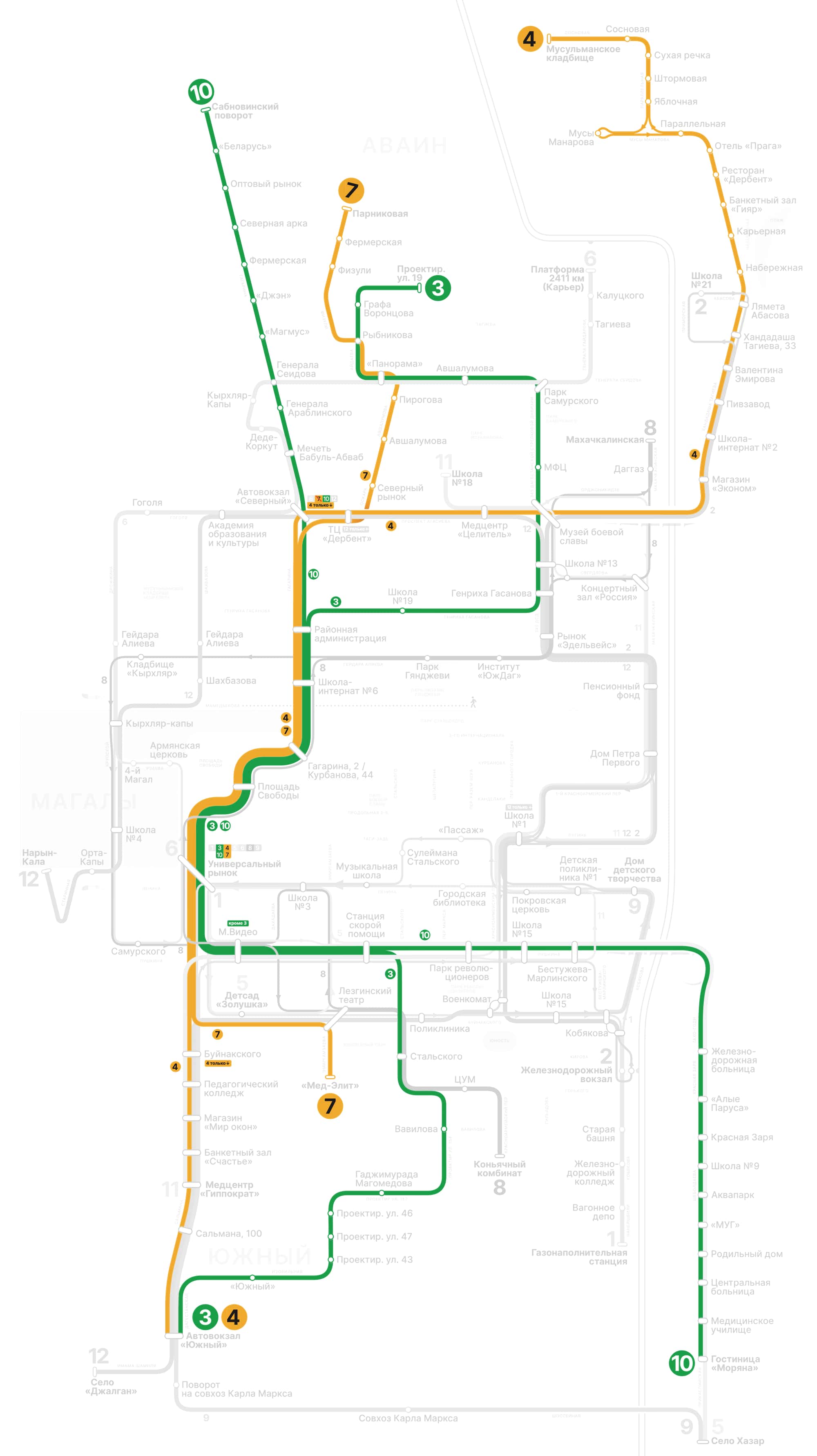 Схема автобусов Дербента