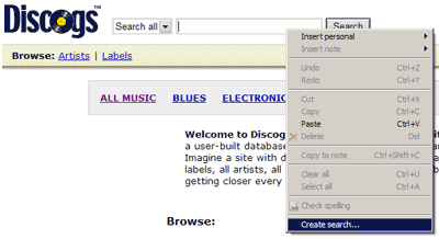 Discogs.com: Create Search...