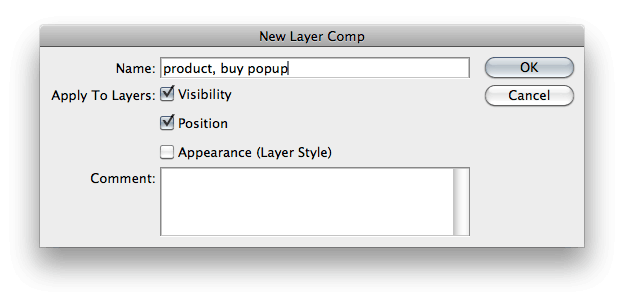 Layer Comps: Новая композиция слоёв в Фотошопе, скриншот