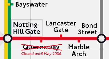 Central Line — Queenways Station closed until May 2006