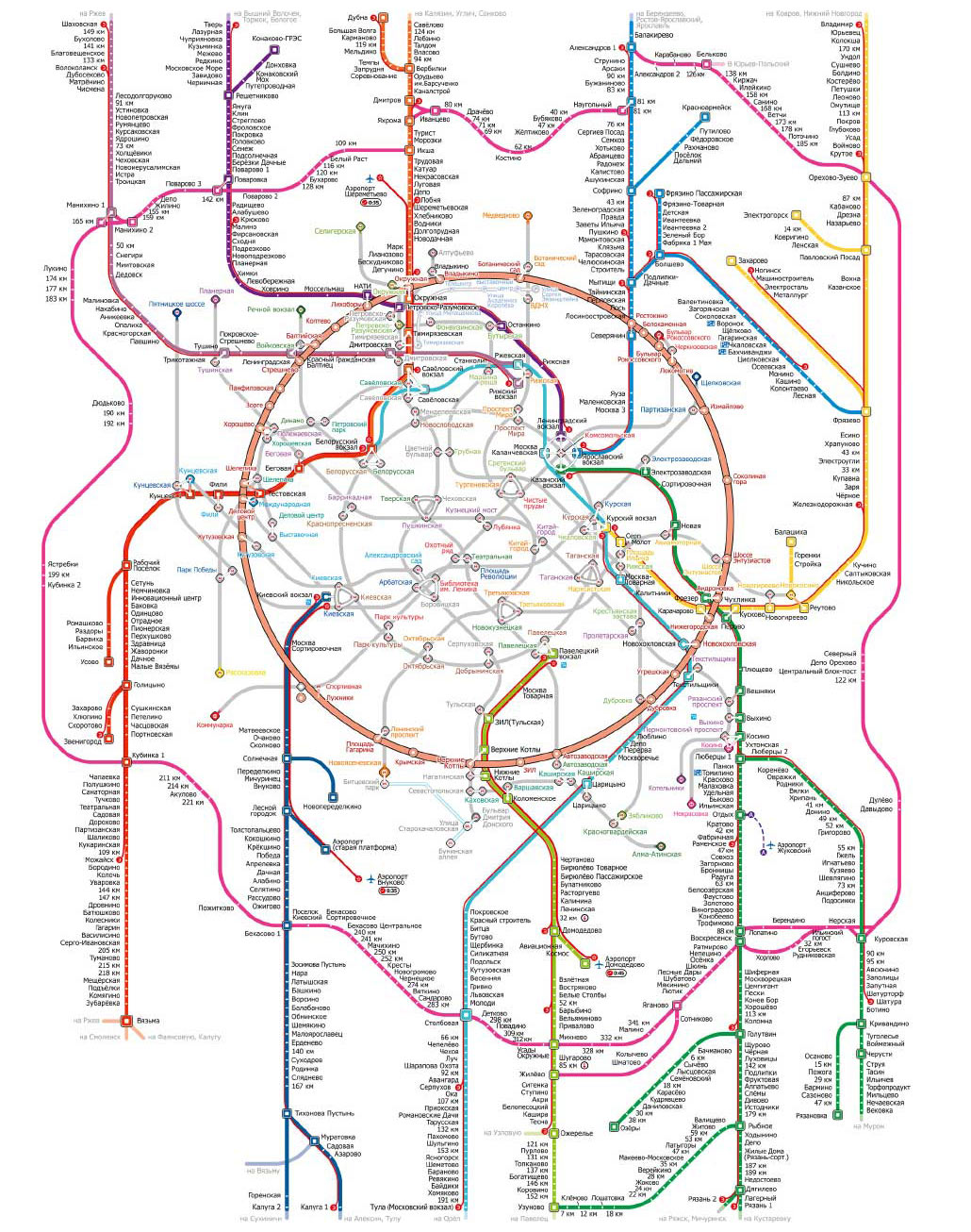 Карта подмосковных электричек